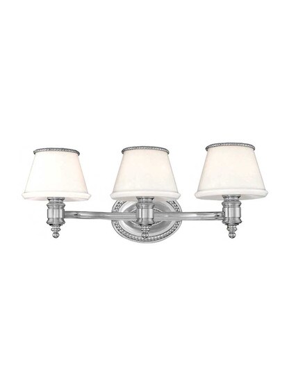 Richmond 3-Light Bath Light in Polished Nickel.